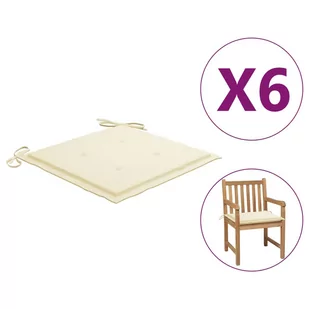 vidaXL Poduszki na krzesła ogrodowe 6 szt. kremowe 50x50x4 cm 314043 - Poduszki ogrodowe - miniaturka - grafika 1