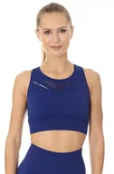 Koszulki sportowe damskie - Top sportowy damski Brubeck Gym Crop Top CR10210 ciemnoniebieski - miniaturka - grafika 1