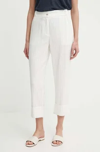 Sisley spodnie damskie kolor beżowy proste high waist - Spodnie damskie - miniaturka - grafika 1
