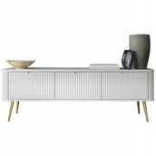 Szafki RTV - Szafka Rtv trzydrzwiowa stolik Tv na złotych nogach glamour Zova 168 Biała - miniaturka - grafika 1