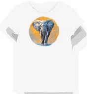 Koszulki i topy damskie - Koszulka damska biała z motywem szarego egzotycznego słonia XL - miniaturka - grafika 1