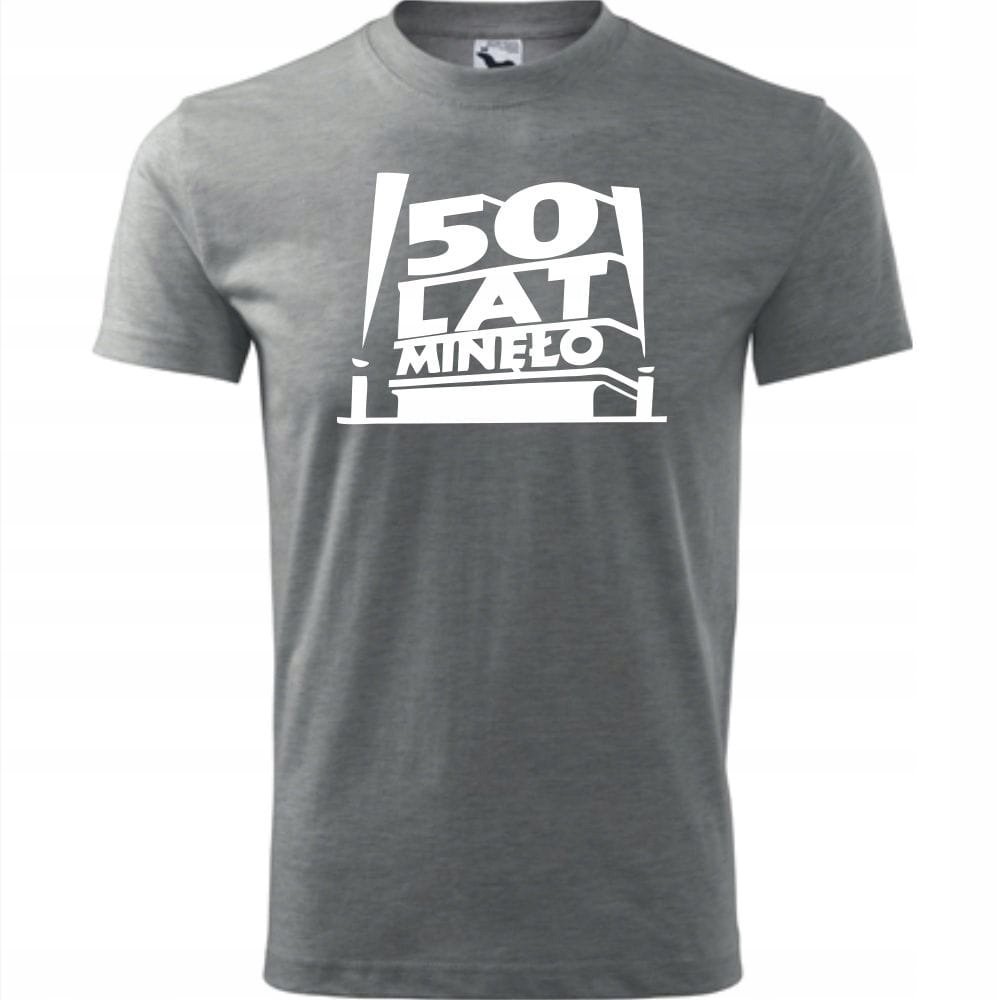 Męska Koszulka z Nadrukiem 50 lat minęło Idealny Prezent na 50 Urodziny ciemnoszary melanż M