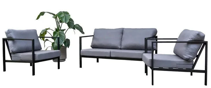 Wygodny zestaw ogrodowy, na taras, sofa + 2 fotele, metalowy stelaż