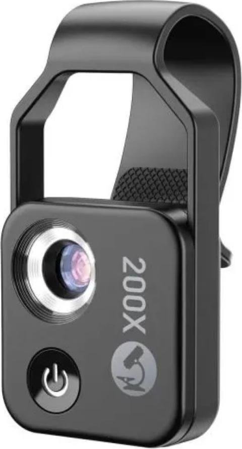 Apexel Obiektyw mikroskopu 200x ze światłem LED, marka Apexel kompatybilna z iPhone 13, iPhone 12, iPhone 11, X, 8,7,6,5, Samsung, Huawei, Xiaomi, Oppo, Nokia