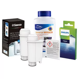 Zestaw Philips - Filtr Philips Intenza+ CA6702 2szt, Uniwersalny Odkamieniacz 250ml, Philips CA6705/10 Środek do Obiegu Mleka - Akcesoria i części do ekspresów do kawy - miniaturka - grafika 1