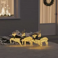 Ozdoby bożonarodzeniowe - vidaXL LED Renifery 4 pcs złoty 45 x 19 x 65 cm tkanina - miniaturka - grafika 1