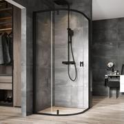 Kabiny prysznicowe - Ravak Nexty kabina prysznicowa 90x90 cm półokrągła czarny mat/szkło przezroczyste 3O677300Z1 - miniaturka - grafika 1