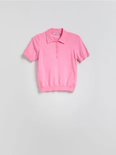 Reserved - Sweter polo z wiskozą - fioletowy - Swetry damskie - miniaturka - grafika 1