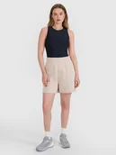 Spodenki damskie - 4F Spodenki dresowe damskie - beżowe L - miniaturka - grafika 1