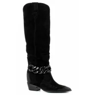 Kozaki damskie - Czarne zamszowe kowbojki CARINII - Carinii - miniaturka - grafika 1