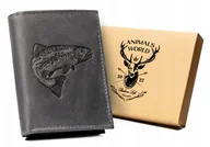 Portfele - Portfel skórzany Always Wild N4-CHM-FISH czarny tłoczenie ryba - miniaturka - grafika 1