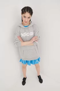 Bluzy damskie - Adidas bluza damska kolor szary z kapturem melanżowa - grafika 1