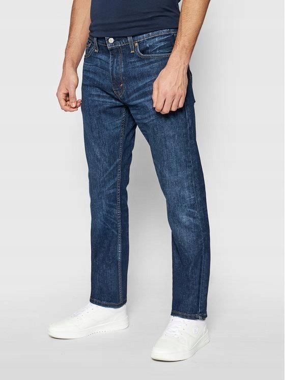 LEVI'S JEANSY MĘSKIE PROSTE GRANATOWE Z PRZETARCIAMI 34/34 7AA
