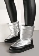 Śniegowce damskie - Srebrne Płaskie Śniegowce z Pikowaną Cholewką Kariti - miniaturka - grafika 1