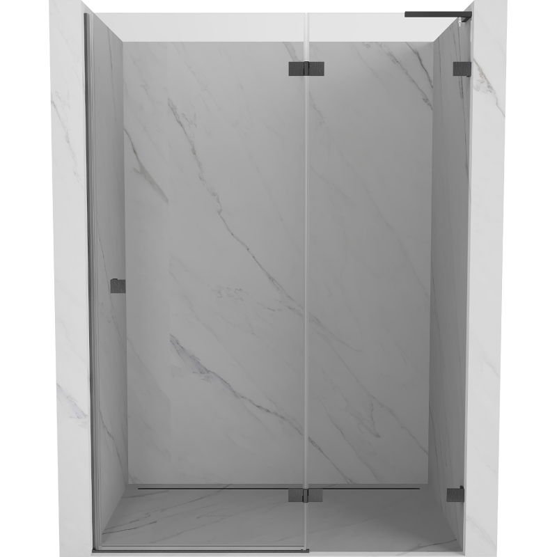 Mexen Lunar L drzwi prysznicowe uchylne prawe 140 cm, transparent, gun gray szczotkowany - 834L-140-000-66-00-P