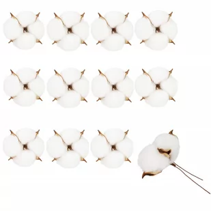 Bawełna kwiaty 12 szt. ozdoby świąteczne na druciku dekoracja do stroika - Ozdoby bożonarodzeniowe - miniaturka - grafika 1