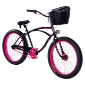 Rowery - Rower miejski damski Rider X Go Girl Pinky 7B rama 19" koło 26" kosz wiklinowy ham. rolkowy szerokie obr. - miniaturka - grafika 1