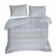 Pościel - Eurofirany Pościel z mikrofibry 220x200 Geo 2 szara złota geometryczna D91 A - miniaturka - grafika 1