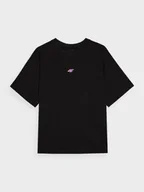 Koszulki sportowe damskie - Damski t-shirt oversize z nadrukiem 4F 4FWAW24TTSHF1702 - czarny - miniaturka - grafika 1