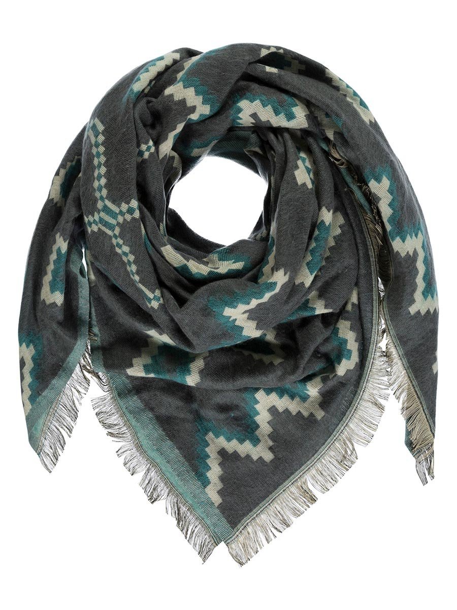 Damski szalik w zygzaki zielony Passigatti