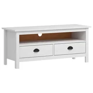 Szafki RTV - vidaXL Szafka TV Hill Range, biała, 110x40x47 cm, lite drewno sosnowe - miniaturka - grafika 1