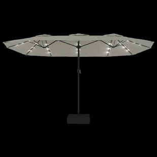 Podwójny parasol ogrodowy z LED, piaskowa biel, 449x245 cm Lumarko - Parasole ogrodowe - miniaturka - grafika 7