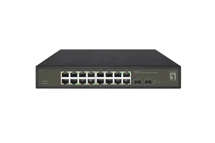 LevelOne GES-2118 łącza sieciowe Zarządzany L2 Gigabit Ethernet (10/100/1000) Czarny - Pozostałe akcesoria sieciowe - miniaturka - grafika 1