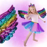 Ozdoby do włosów - STRÓJ JEDNOROŻEC Tęczowy SKRZYDEŁKA OPASKA SPÓDNICZKA - miniaturka - grafika 1