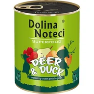 Mokra karma dla psów - Dolina Noteci Premium Superfood Pies Jeleń i kaczka puszka 800g - miniaturka - grafika 1