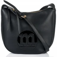 Torebki damskie - Torebka DUŻA Listonoszka MONNARI CZARNA LOGO Pojemna Praktyczna Czarna - miniaturka - grafika 1