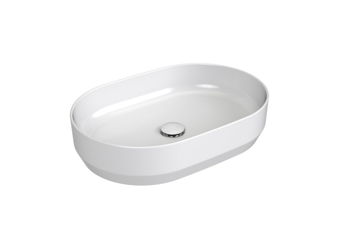 Ravak Owalna umywalka ceramiczna nablatowa Zeta Slim 550 biała 1szt
