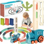 Zabawki zdalnie sterowane - KOLEJKA POCIĄG LOKOMOTYWA AUTOMATYCZNA CIUCHCIA UKŁADAJĄCA KLOCKI DOMINO - miniaturka - grafika 1