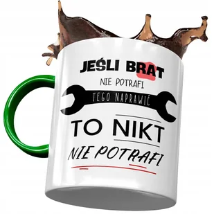 Kubek Zielony Dla Brata na Urodziny Prezent z Nadrukiem ze Zdjęciem + Opakowanie na prezent (wzór 01) - Kubki - miniaturka - grafika 1