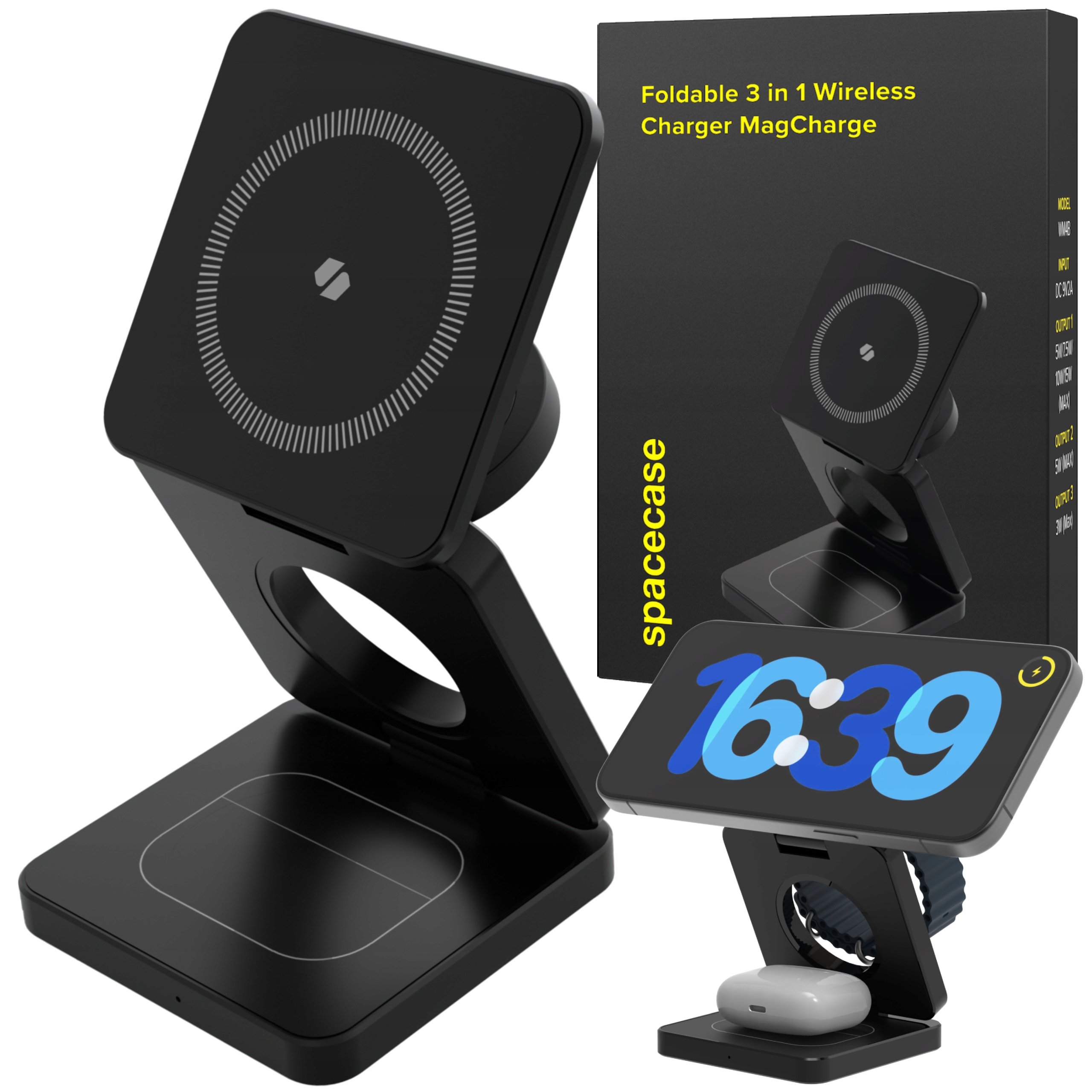 Ładowarka Indukcyjna 3W1 Do Magsafe Składana Do Iphone Airpods Apple Watch