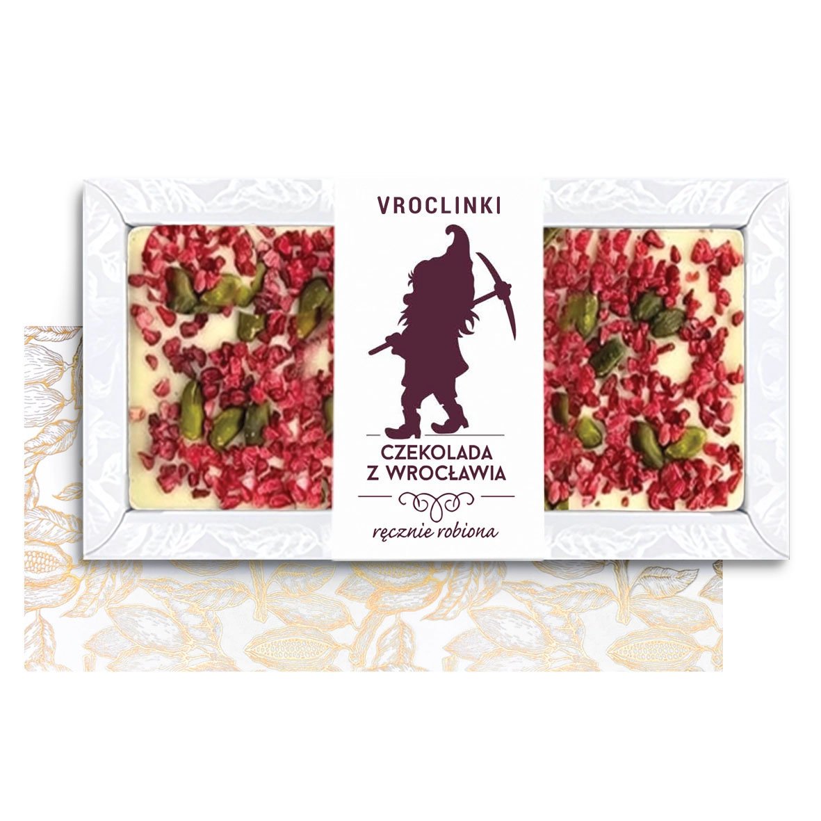 Czekolada Biała z Malinami i Pistacjami z Wrocławia (80g)