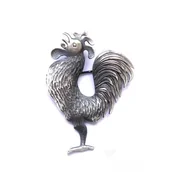 Broszki - Broszka srebrna- Kogut szary - miniaturka - grafika 1