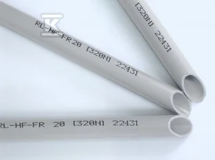 Rura sztywna bezhalogenowa RL-HF-FR18, samogasnąca, szara RAL 7035 opakowanie 60 metrów, odporność na ściskanie 320N - Kanały kablowe - miniaturka - grafika 1