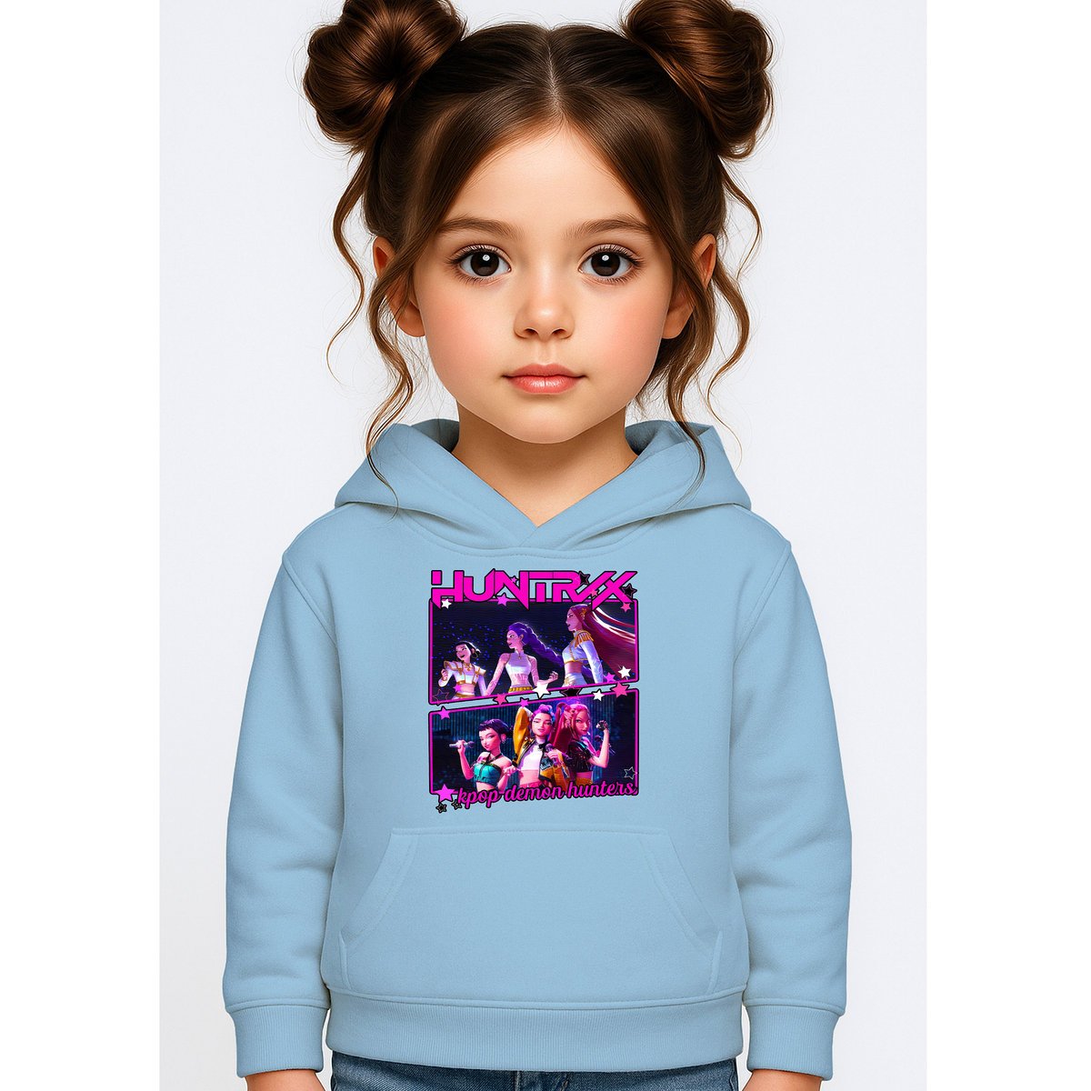 BLUZA DZIECIĘCA KPOP DEMON HUNTERS HUNTRIX 134-140 Z KAPTUREM BAWEŁNIANA