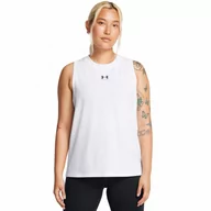 Koszulki sportowe damskie - Damski top z nadrukiem Under Armour UA Rival Muscle Tank - biały - UNDER ARMOUR - miniaturka - grafika 1