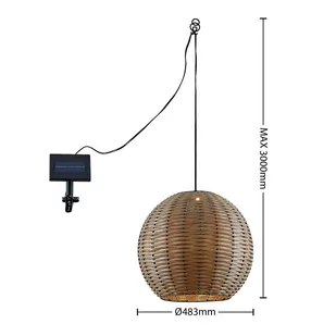 Lindby Catrica solarna lampa wisząca LED, rattan - Lampy ogrodowe - miniaturka - grafika 2