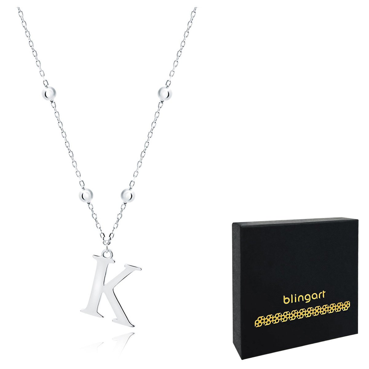 Srebrny naszyjnik literka K srebro 925