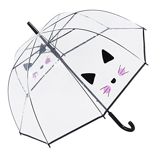 Sanjo wzór z nadrukiem psa lub kota przezroczysta kopuła długi parasol z dopasowaną końcówką i uchwytem Crook, 85 cm