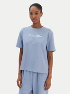 Koszulki i topy damskie - Tommy Hilfiger T-Shirt Script WW0WW47819 Niebieski Regular Fit - miniaturka - grafika 1