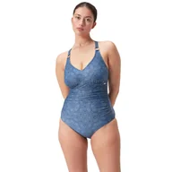 Stroje kąpielowe - Strój pływacki jednoczęściowy Speedo Shaping Printed V Neck One Piece - miniaturka - grafika 1