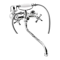 Baterie wannowe i prysznicowe - Bateria wannowa z widełkami z wylewką typu S Roma chrom Invena - miniaturka - grafika 1