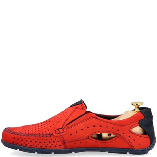 Letnie mokasyny skórzane - KENT 91 CZERWONE - Mokasyny męskie - miniaturka - grafika 6