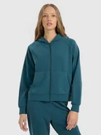 Bluzy damskie - 4F Bluza dresowa rozpinana z modalem damska - turkusowa XS - miniaturka - grafika 1