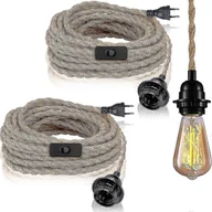 Wyposażenie ciemni fotograficznej - 2 zestawy lamp wiszących z włącznikiem - lina konopna z 4,5 m, gniazdo E27 do przedpokoju, kuchni, jadalni i baru (żarówka nie jest dołączona) - miniaturka - grafika 1