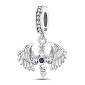 Wisiorki - Zawieszka SREBRO 925 Charms koralik do PANDORA Krzyż Skrzydła - miniaturka - grafika 1