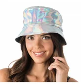 Dodatki do strojów karnawałowych - Kapelusz bucket srebrny holo - miniaturka - grafika 1